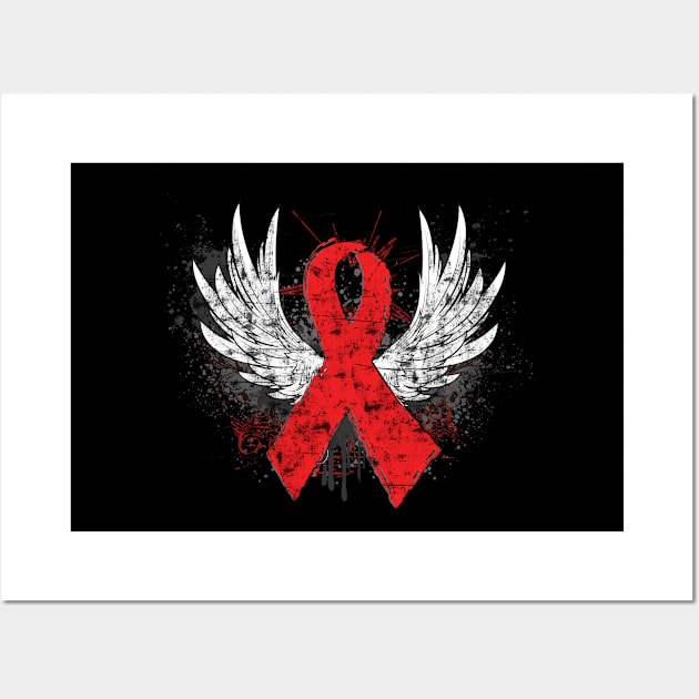 Winged Red Ribbon - World AIDS Day Wall Art by wheedesign
